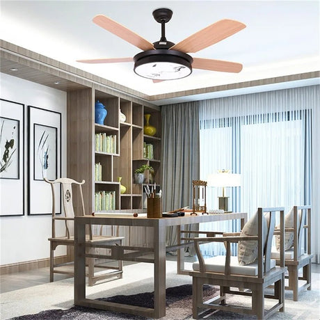 Simple Wood LED Ceiling Fan With Lights Remote Control - Hans Lumiere