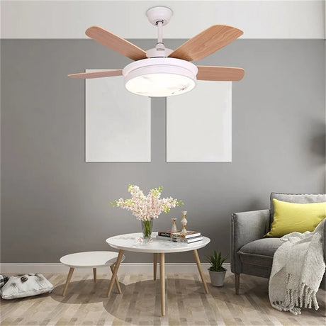 Simple Wood LED Ceiling Fan With Lights Remote Control - Hans Lumiere