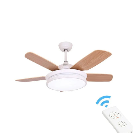 Simple Wood LED Ceiling Fan With Lights Remote Control - Hans Lumiere