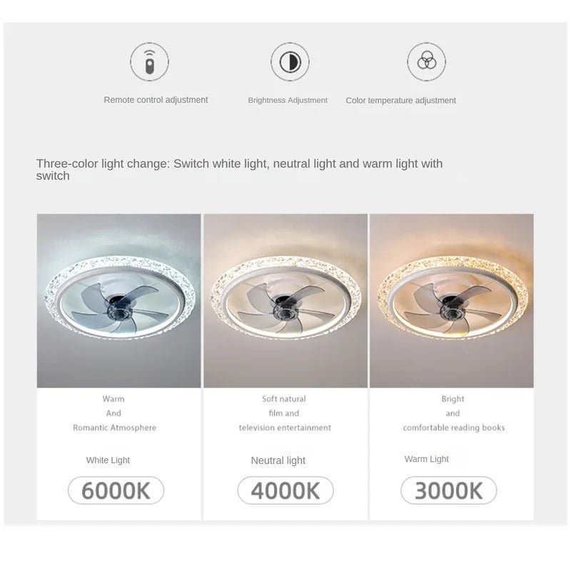 Smart Ceiling Fan LED Ceiling Lamp With Dimmer And Remote Control - Hans Lumiere