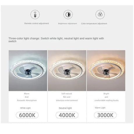 Smart Ceiling Fan LED Ceiling Lamp With Dimmer And Remote Control - Hans Lumiere