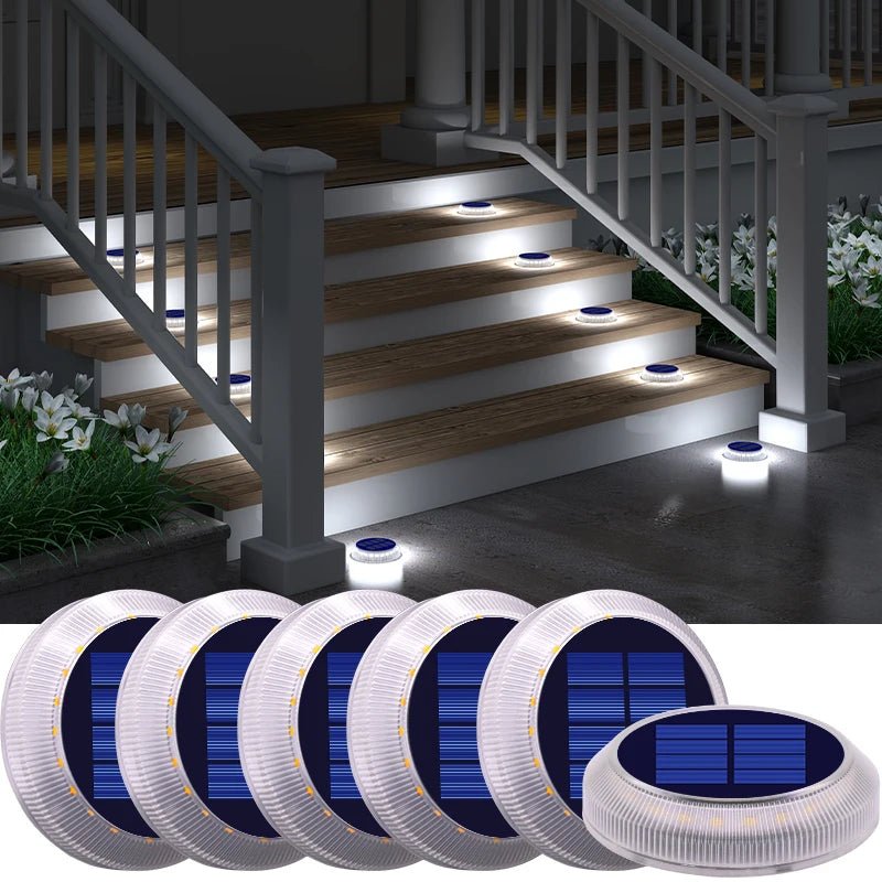 Solar Deck and Driveway Lights - Waterproof LED Stick-On (6-Pack) - Hans Lumiere