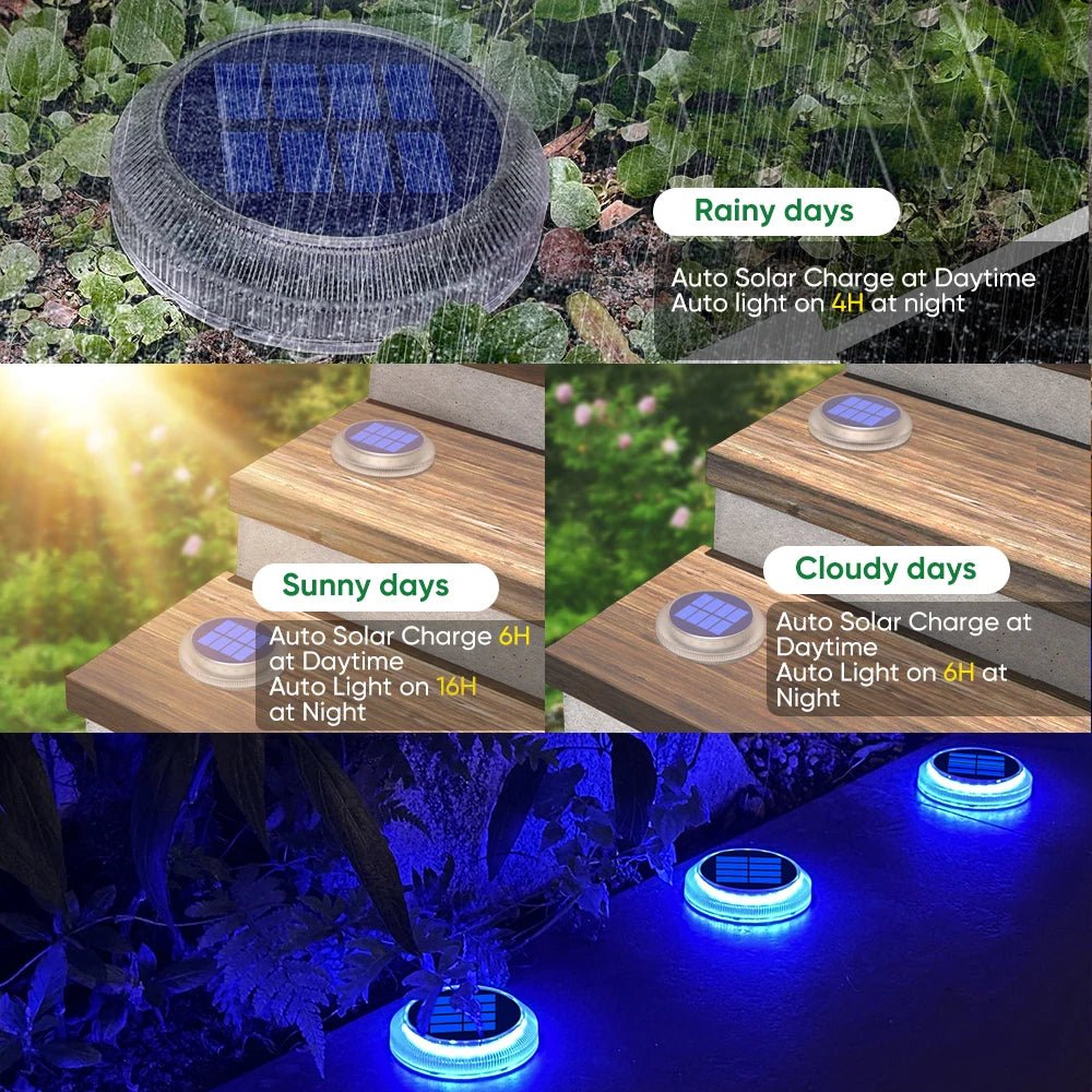 Solar Deck and Driveway Lights - Waterproof LED Stick-On (6-Pack) - Hans Lumiere