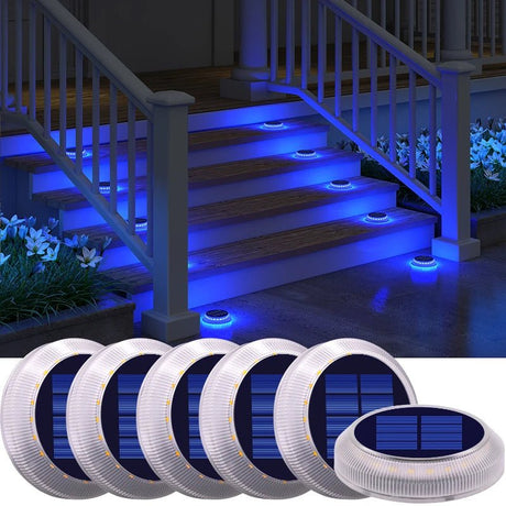 Solar Deck and Driveway Lights - Waterproof LED Stick-On (6-Pack) - Hans Lumiere