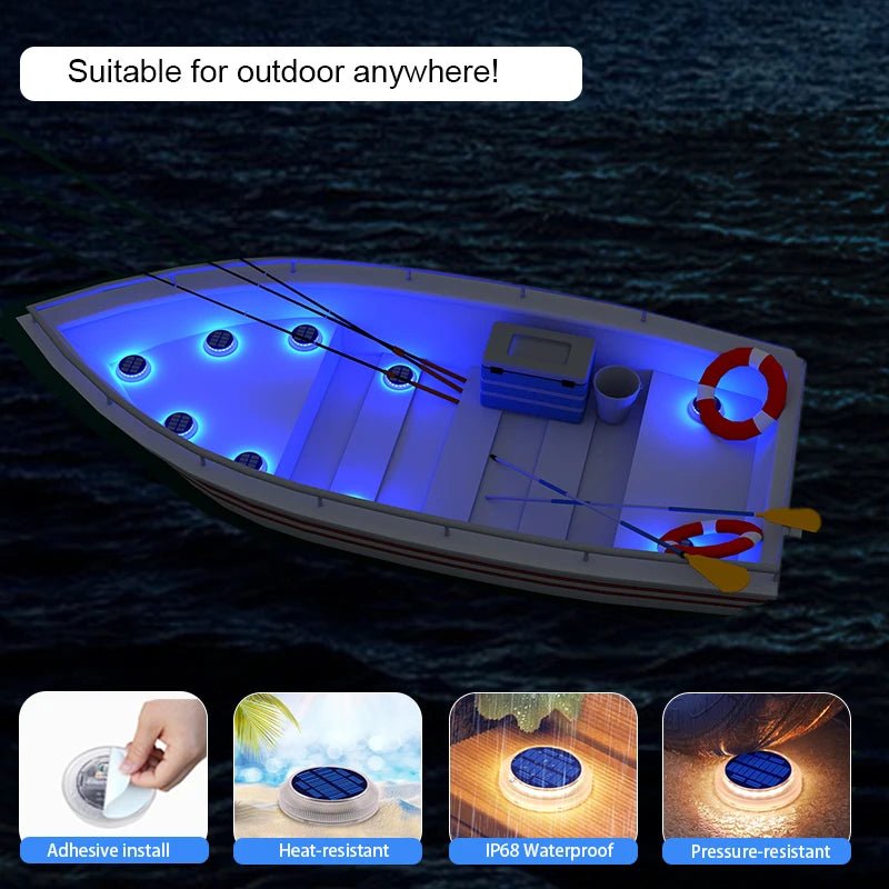 Solar Deck and Driveway Lights - Waterproof LED Stick-On (6-Pack) - Hans Lumiere