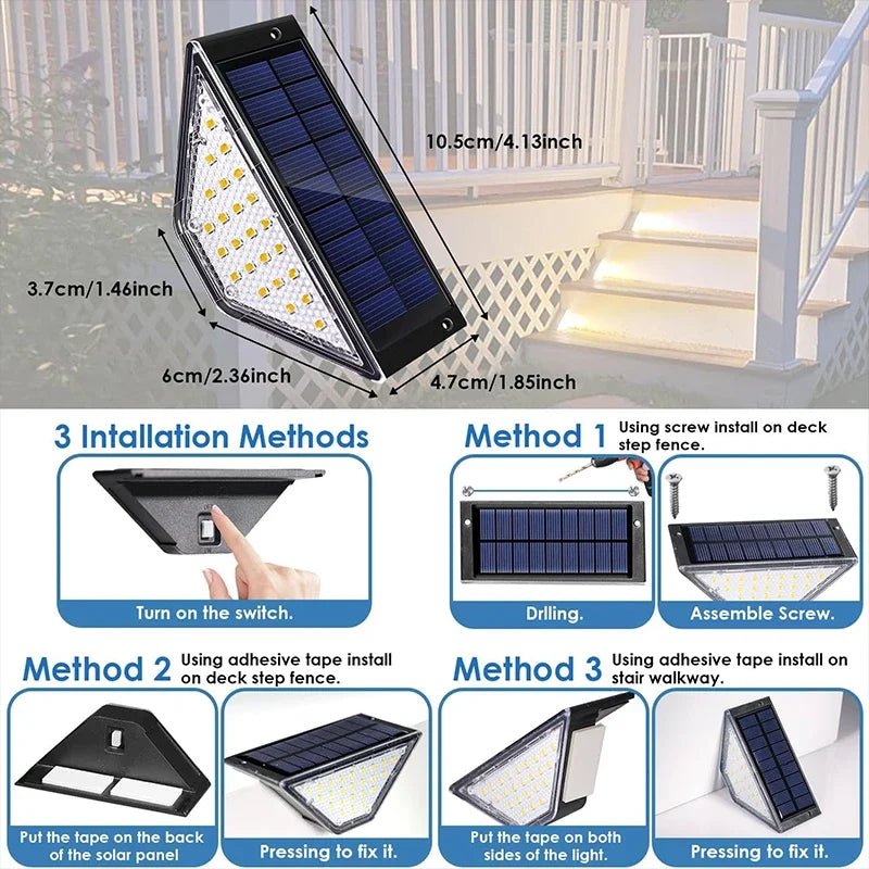 Solar Deck Lights - Waterproof LED Step Lights for Railing, Stairs, Fence and Patio - Hans Lumiere
