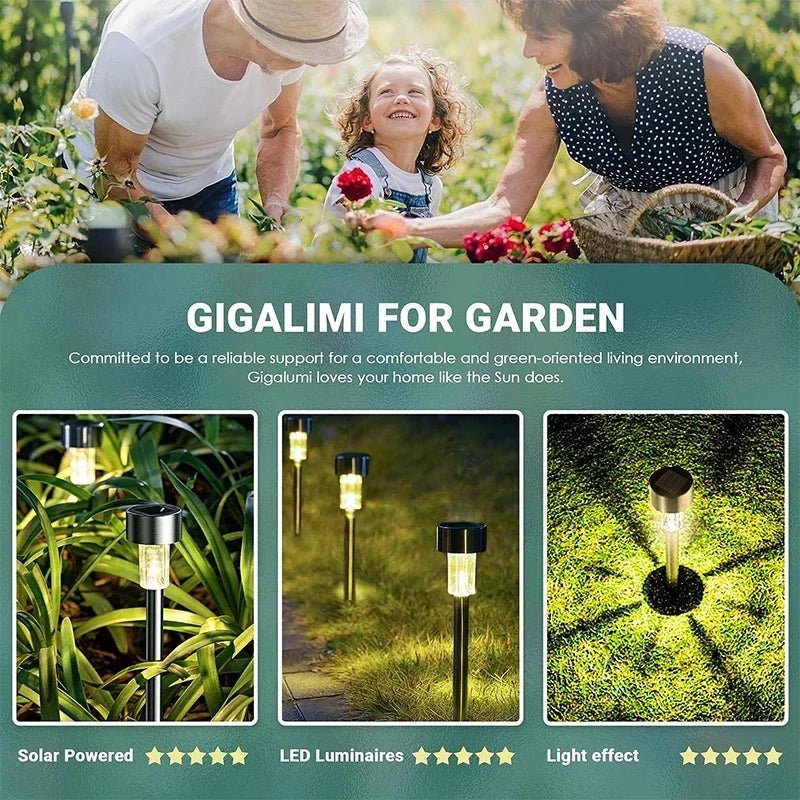 Solar Garden Lantern Pathway Lights – Waterproof Landscape Lighting, 10-Pack - Hans Lumiere