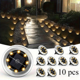 Solar In-Ground Disk Lights, 10-Pack Waterproof LED Landscape Lights - Hans Lumiere