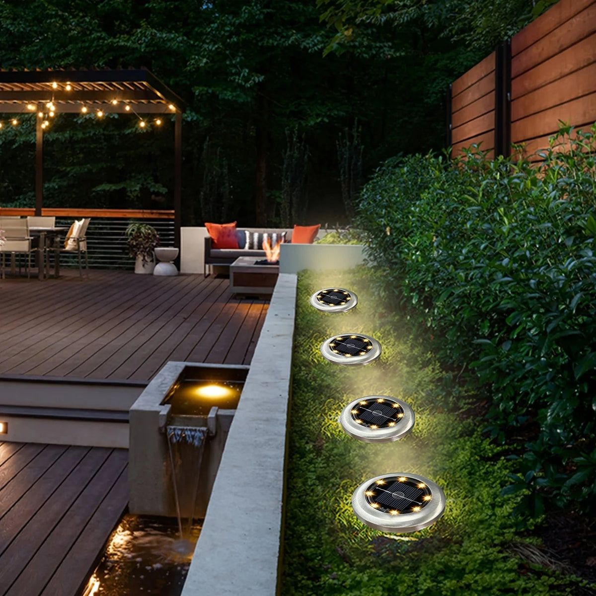 Solar In-Ground Disk Lights, 10-Pack Waterproof LED Landscape Lights - Hans Lumiere