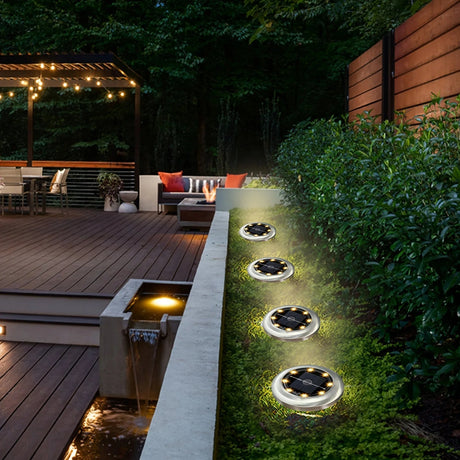 Solar In-Ground Disk Lights, 10-Pack Waterproof LED Landscape Lights - Hans Lumiere