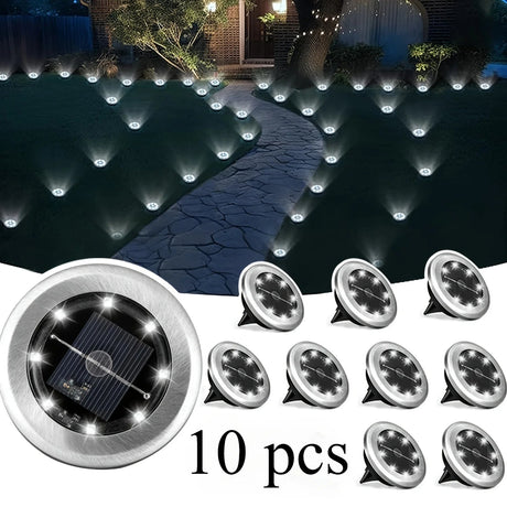 Solar In-Ground Disk Lights, 10-Pack Waterproof LED Landscape Lights - Hans Lumiere