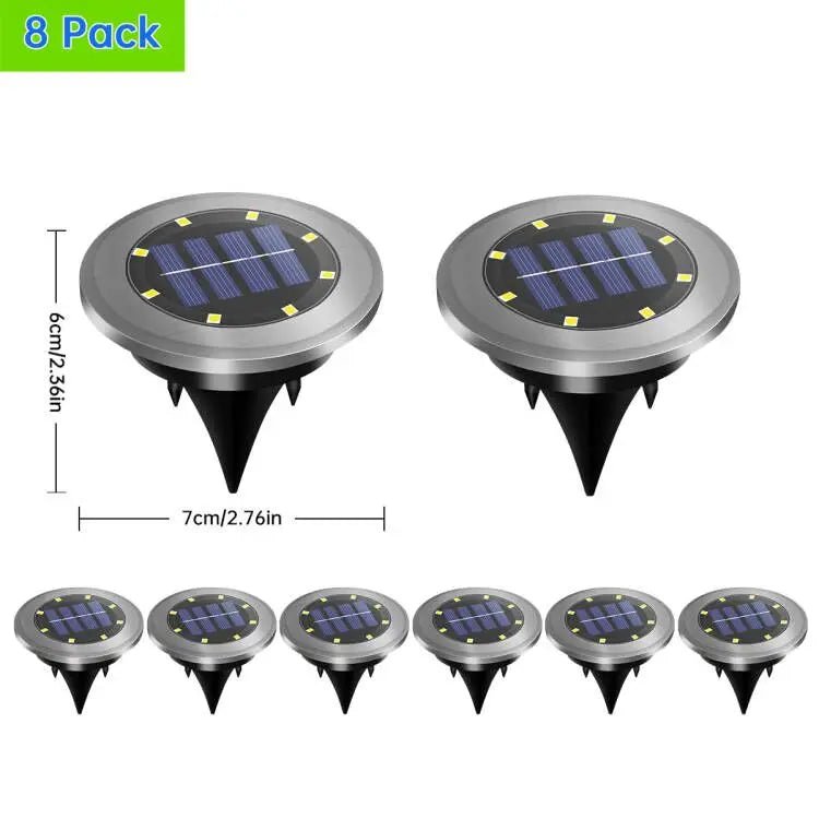 Solar In-Ground Pathway Lights, 8-Pack Waterproof LED Disc Lights - Hans Lumiere
