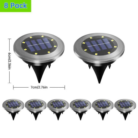 Solar In-Ground Pathway Lights, 8-Pack Waterproof LED Disc Lights - Hans Lumiere
