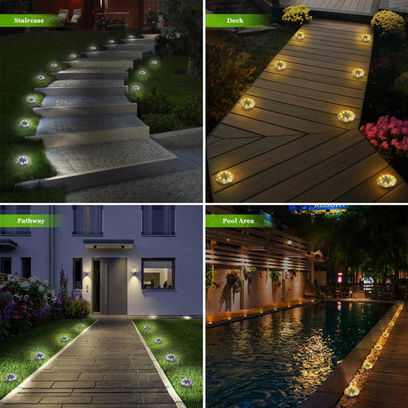 Solar In-Ground Pathway Lights, 8-Pack Waterproof LED Disc Lights - Hans Lumiere