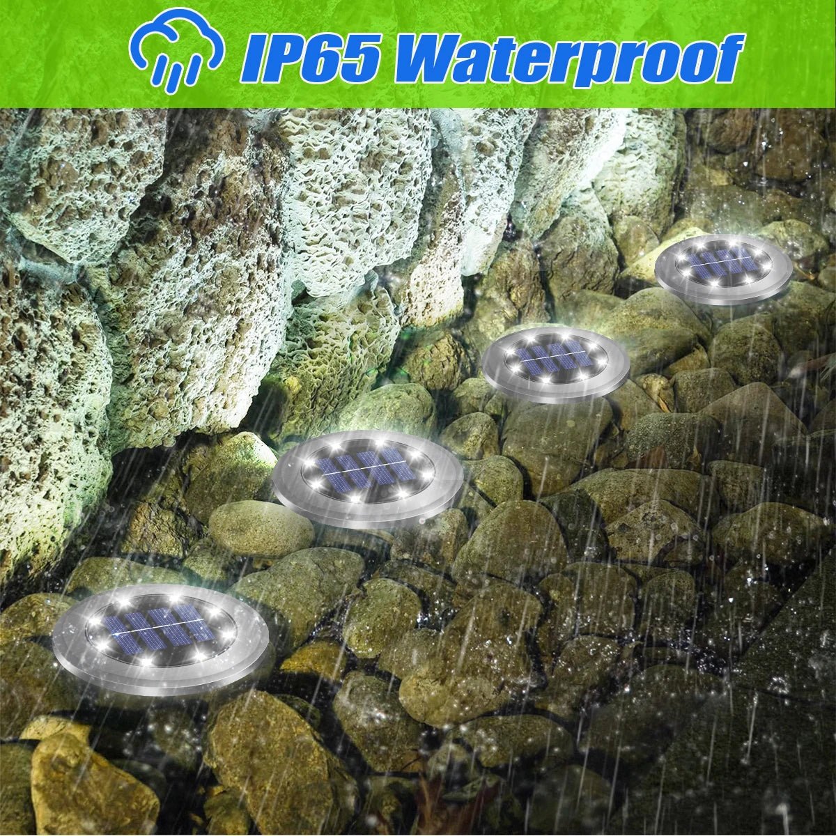 Solar In-Ground Pathway Lights, 8-Pack Waterproof LED Disc Lights - Hans Lumiere