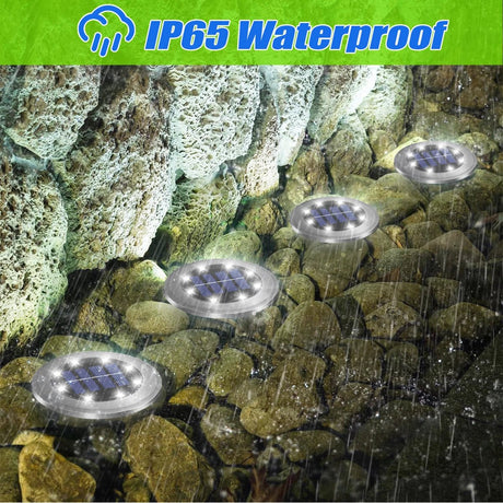 Solar In-Ground Pathway Lights, 8-Pack Waterproof LED Disc Lights - Hans Lumiere