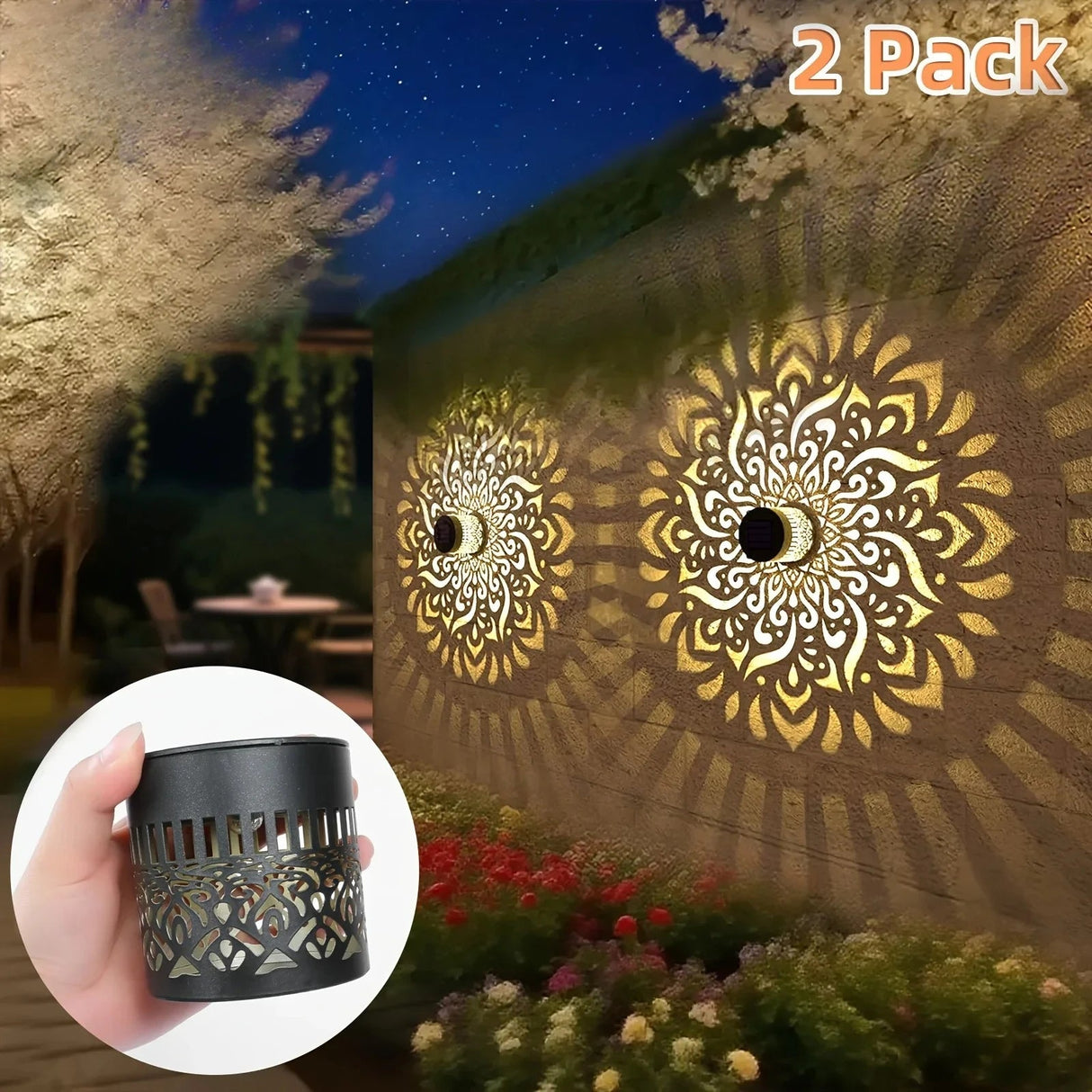 Solar Iron Wall Lantern - Waterproof IP65 Outdoor Wall Light (2-Pack) - Hans Lumiere