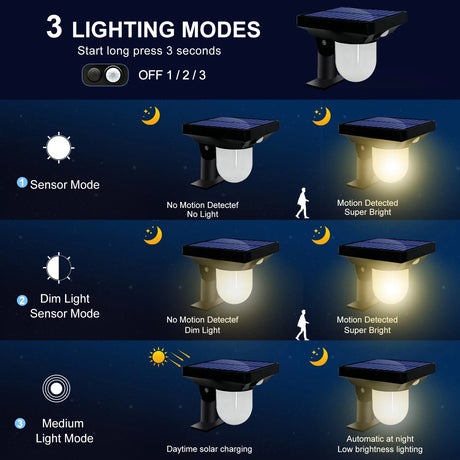 Solar Landscape Spotlights – Motion Sensor Pathway Lights, 3 Modes - Hans Lumiere