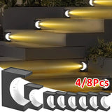 Solar LED Step Lights, 4/8-Pack Waterproof Stair and Deck Lights - Hans Lumiere