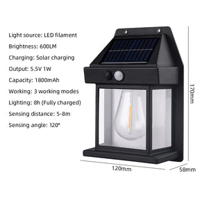 Solar Motion Sensor Security Wall Light - Waterproof Dusk to Dawn Lighting - Hans Lumiere