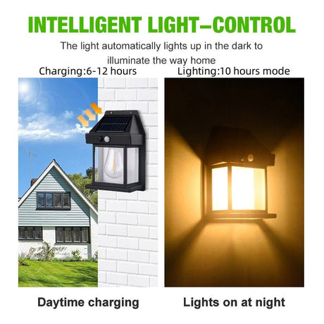 Solar Motion Sensor Security Wall Light - Waterproof Dusk to Dawn Lighting - Hans Lumiere