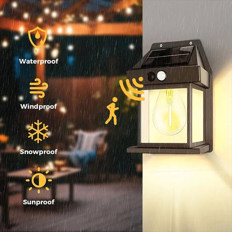 Solar Motion Sensor Wall Light – IP65 Waterproof LED Outdoor Security Light - Hans Lumiere