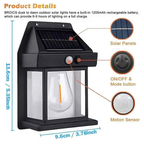 Solar Motion Sensor Wall Light – IP65 Waterproof LED Outdoor Security Light - Hans Lumiere