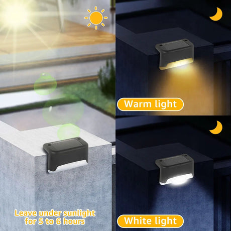 Solar Outdoor Stair Light – Warm/Cold White LED Deck Step Lamp - Hans Lumiere