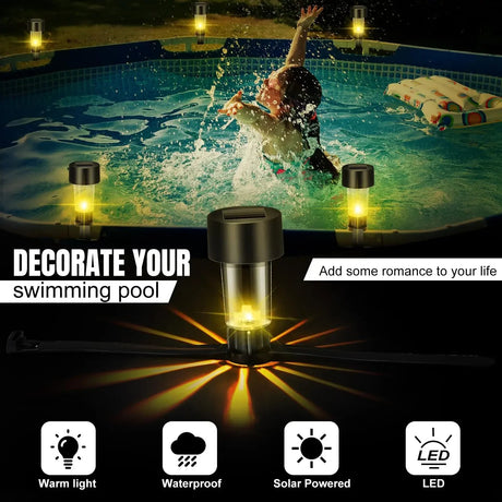 Solar Pool Fence Lamps – Waterproof LED Decoration Lights, 1-12 Pack - Hans Lumiere