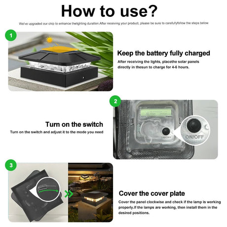 Solar Post Cap Light – IP65 Waterproof LED for 4x4 Fence & Deck Posts - Hans Lumiere