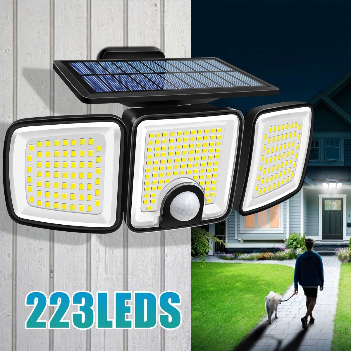 Solar Security Flood Light 3000LM – Dual PIR Motion Sensor, IP65 - Hans Lumiere