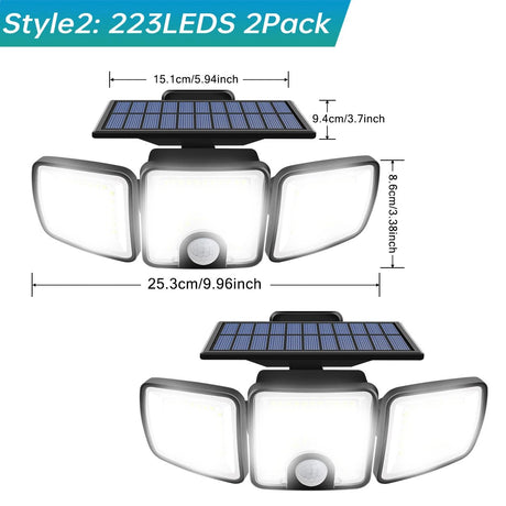 Solar Security Flood Light 3000LM – Dual PIR Motion Sensor, IP65 - Hans Lumiere
