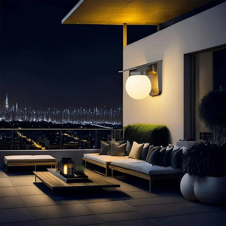 Solar Spherical Wall Lamp – 10W Three-Color LED, IP65 Waterproof - Hans Lumiere