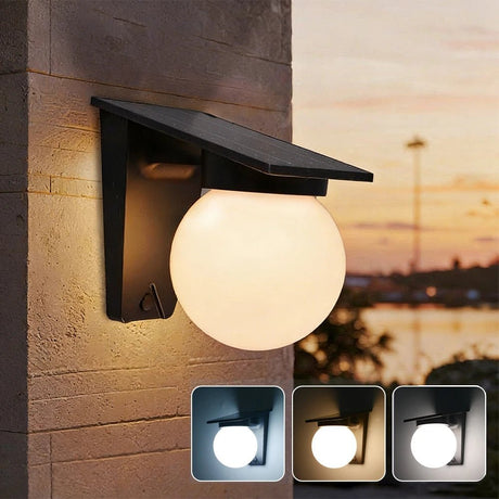 Solar Spherical Wall Lamp – 10W Three-Color LED, IP65 Waterproof - Hans Lumiere