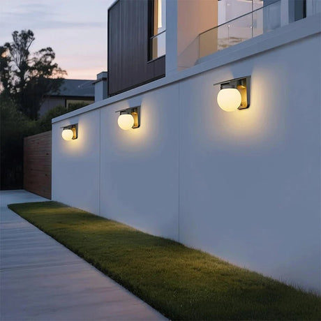 Solar Spherical Wall Lamp – 10W Three-Color LED, IP65 Waterproof - Hans Lumiere