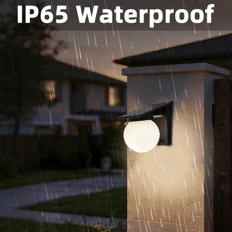 Solar Spherical Wall Lamp – 10W Three-Color LED, IP65 Waterproof - Hans Lumiere