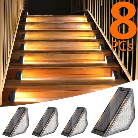 Solar Step Light – Warm White LED Stair Lamp, IP65 Waterproof - Hans Lumiere