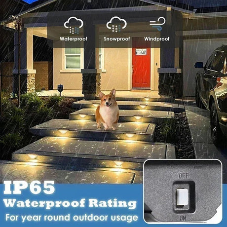 Solar Step Light – Warm White LED Stair Lamp, IP65 Waterproof - Hans Lumiere