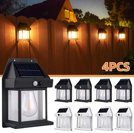 Solar Tungsten Wall Light – Motion Sensor Security Lamp, Dusk to Dawn - Hans Lumiere