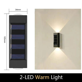 Solar Up-Down Wall Light - IP65 Waterproof Outdoor Sconce - Hans Lumiere