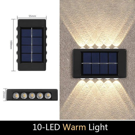 Solar Up-Down Wall Light - IP65 Waterproof Outdoor Sconce - Hans Lumiere