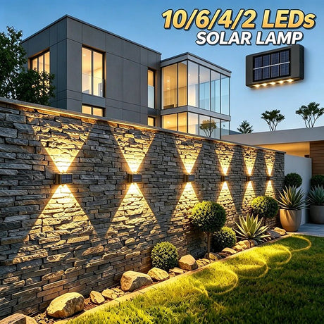 Solar Up-Down Wall Light - IP65 Waterproof Outdoor Sconce - Hans Lumiere
