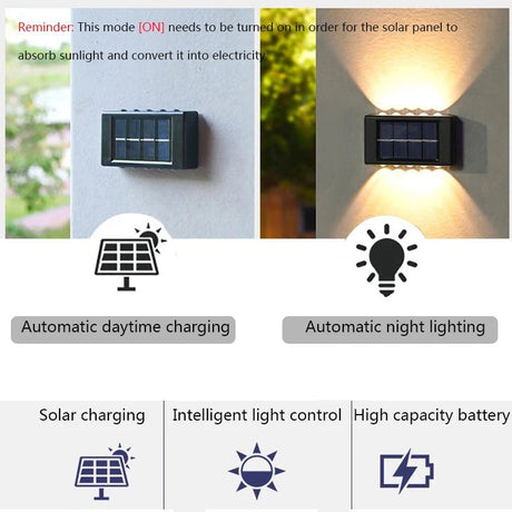 Solar Up-Down Wall Light - IP65 Waterproof Outdoor Sconce - Hans Lumiere