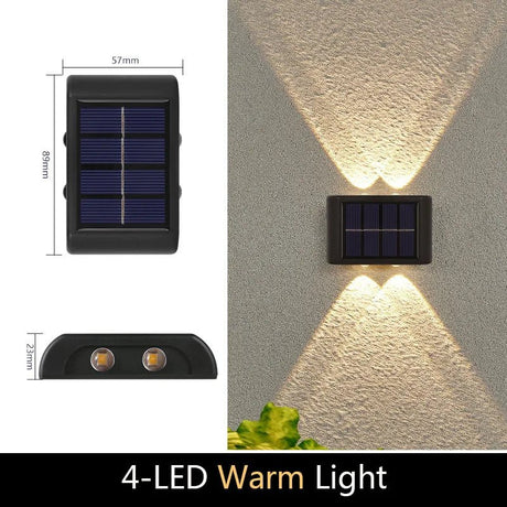 Solar Up-Down Wall Light - IP65 Waterproof Outdoor Sconce - Hans Lumiere