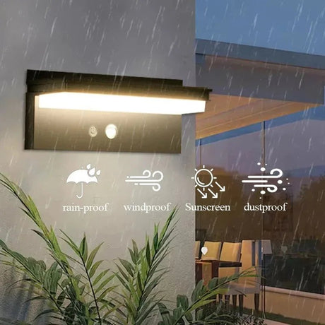 Solar Wall Lamp with Motion Sensor – IPX5 Waterproof LED Outdoor Light - Hans Lumiere