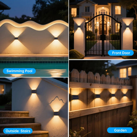 Solar Wall Light – Up & Down LED, 1-10 Pack, IP65 Waterproof - Hans Lumiere
