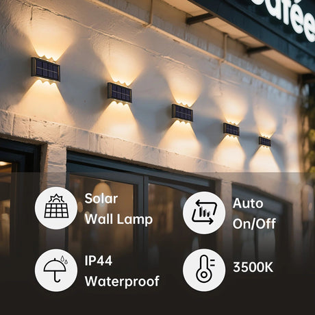Solar Wall Light – Up & Down LED, 1-10 Pack, IP65 Waterproof - Hans Lumiere