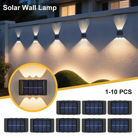 Solar Wall Light – Up & Down LED, 1-10 Pack, IP65 Waterproof - Hans Lumiere