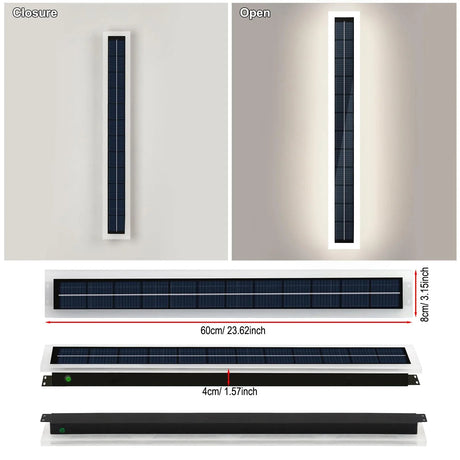 Solar Wall Mount Light – 60cm Acrylic LED, 10W IP65 Waterproof - Hans Lumiere
