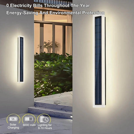 Solar Wall Mount Light – 60cm Acrylic LED, 10W IP65 Waterproof - Hans Lumiere